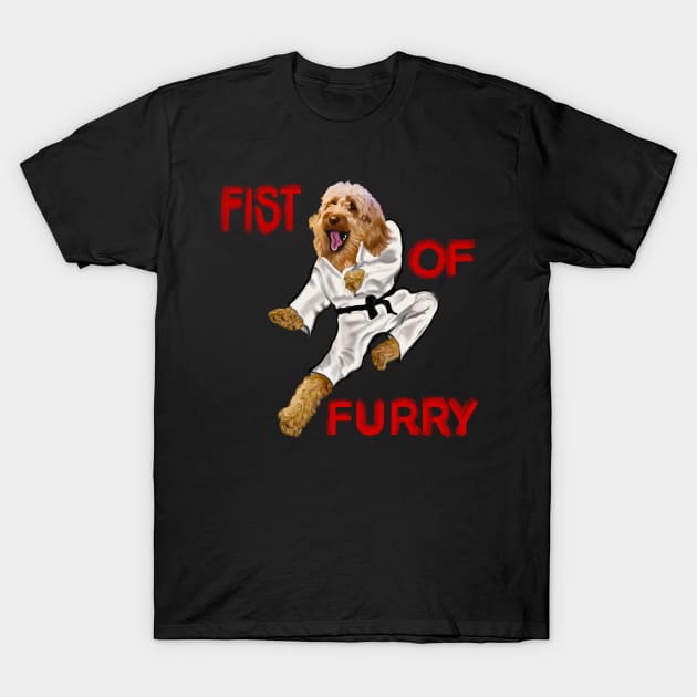 Cavapoo Fists of furry starring Kong fu Cava - Karate - martial arts Cavapoo Cavoodle puppy dog  - cavalier king charles spaniel poodle, puppy love T-Shirt by Artonmytee